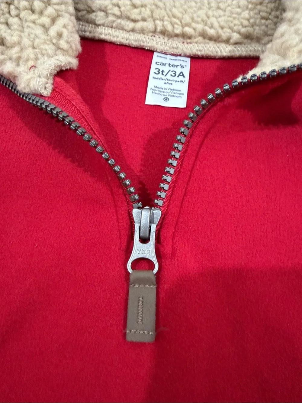 Carter's Red Sherpa-Trim Quarter-Zip Hoodie